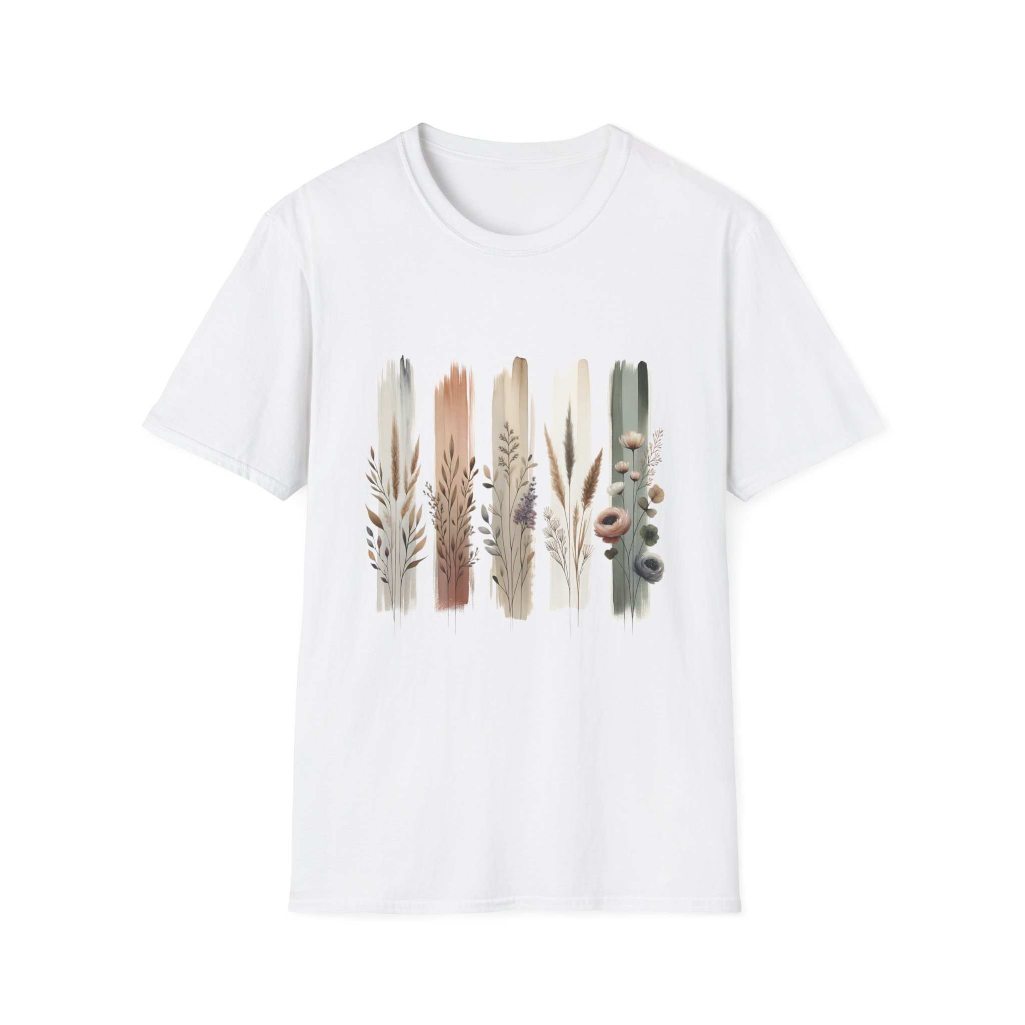 Botanical Brushstroke Neutral Floral Stems T-Shirt