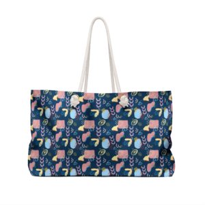 Navy Abstract Floral Weekender Travel Bag