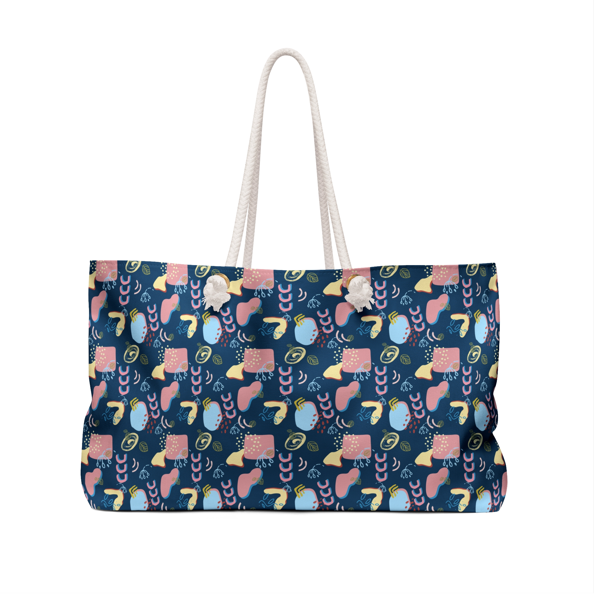 Navy Abstract Floral Weekender Travel Bag