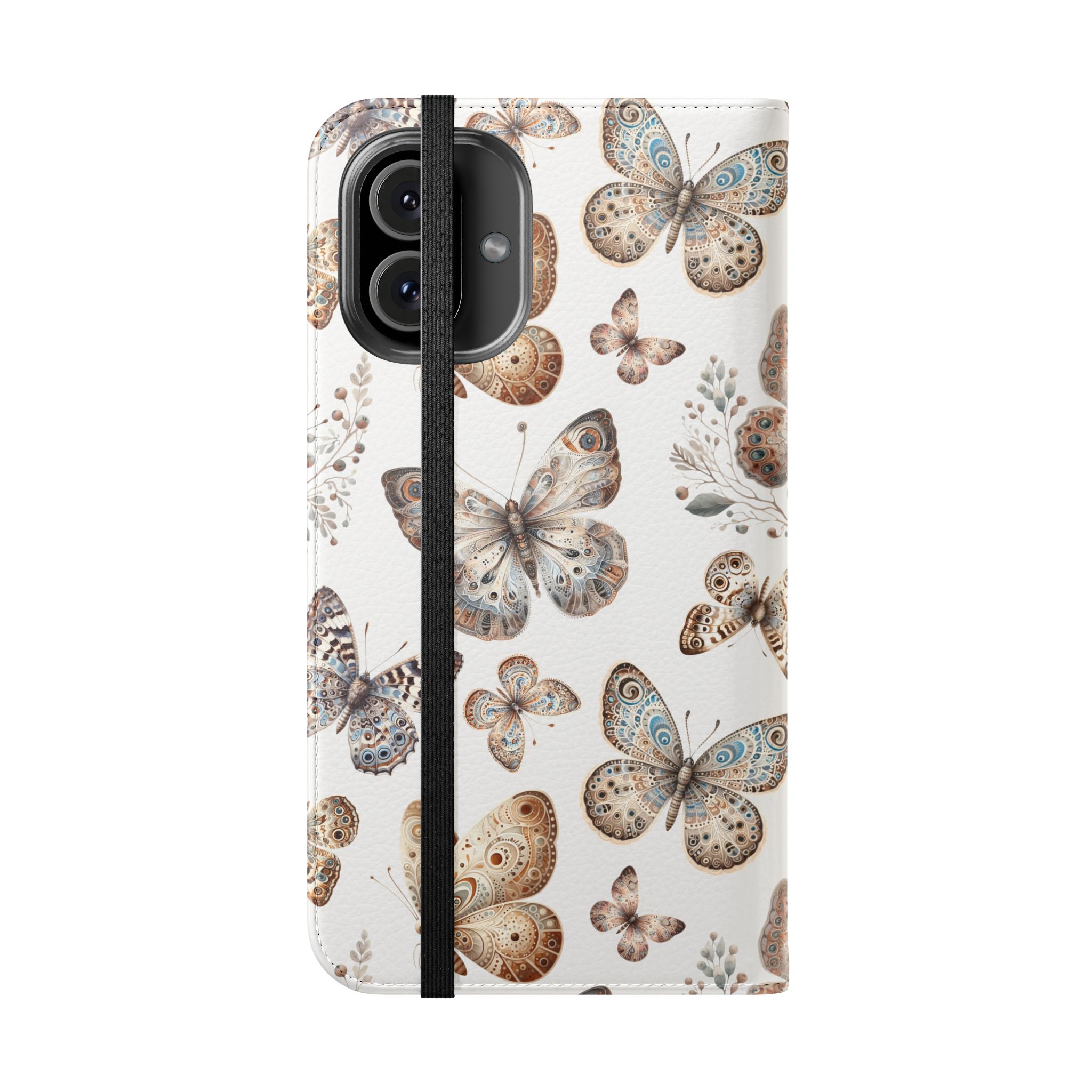 Butterfly Watercolor Flip Phone Case with Card Slots