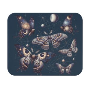Celestial Moths Cosmic Night Sky Mouse Pad