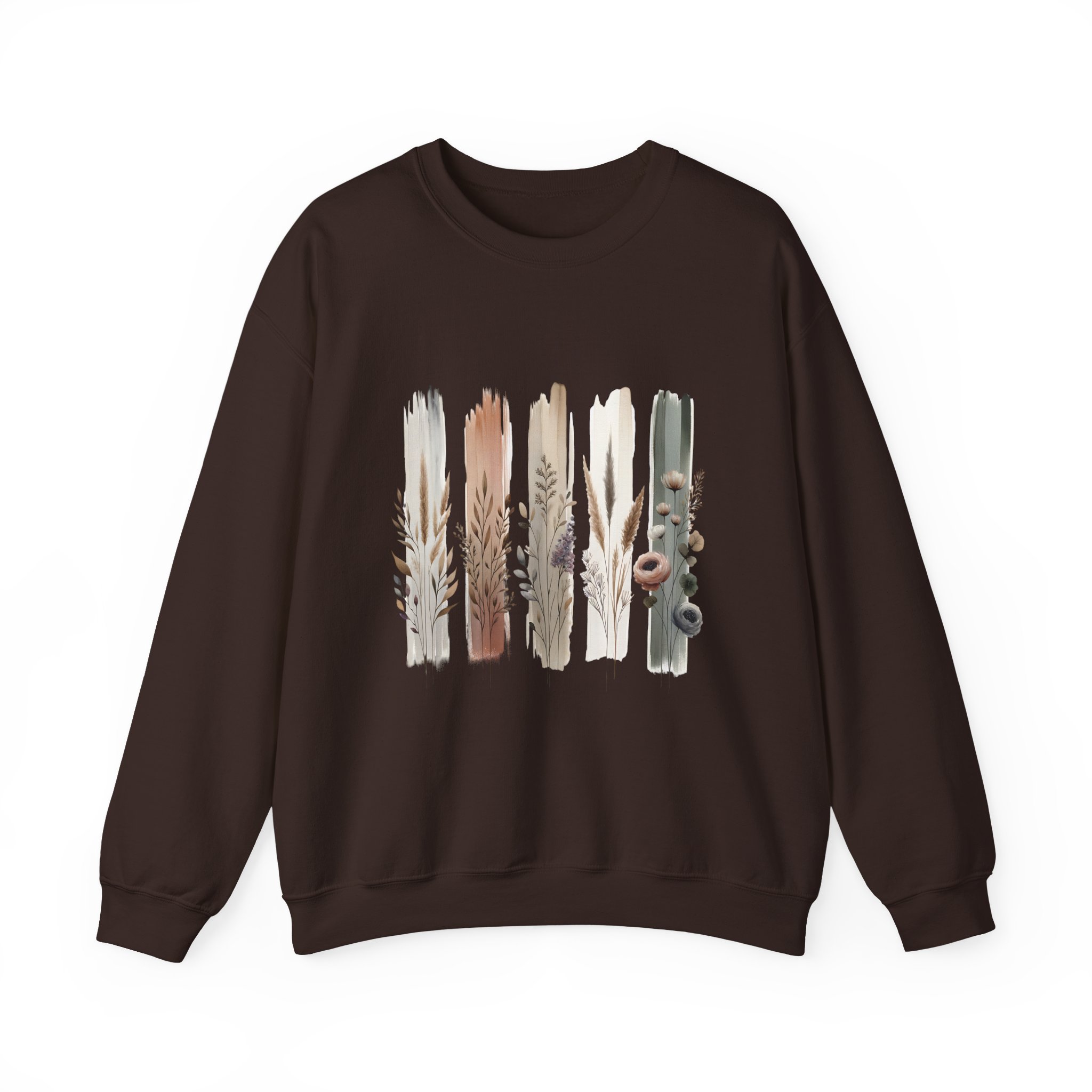 Boho Neutral Brushstroke Floral Crewneck Sweatshirt
