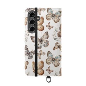 Butterfly Watercolor Flip Phone Case with Card Slots