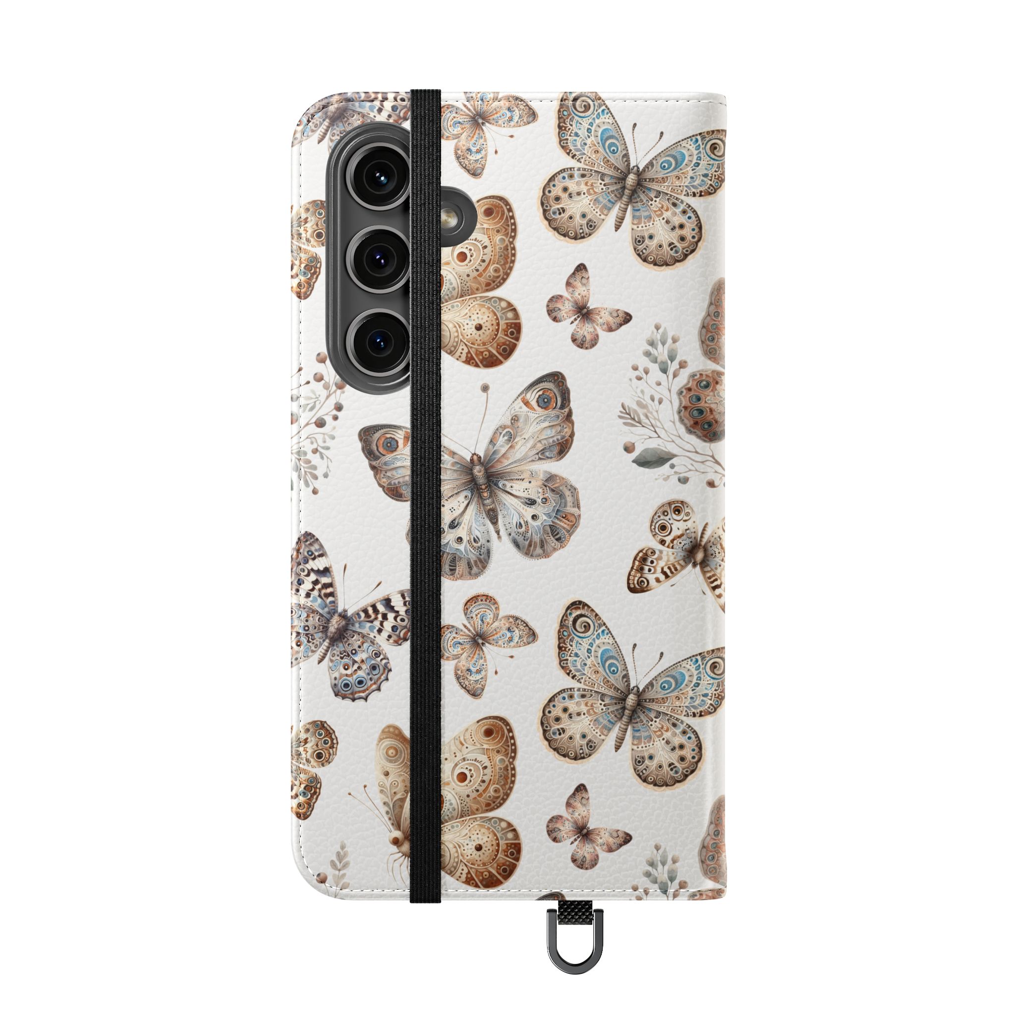 Butterfly Watercolor Flip Phone Case with Card Slots