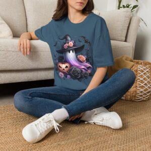 Cute Floral Witchy Ghost Hat T-Shirt