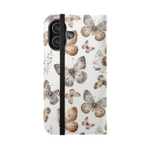Butterfly Watercolor Flip Phone Case with Card Slots