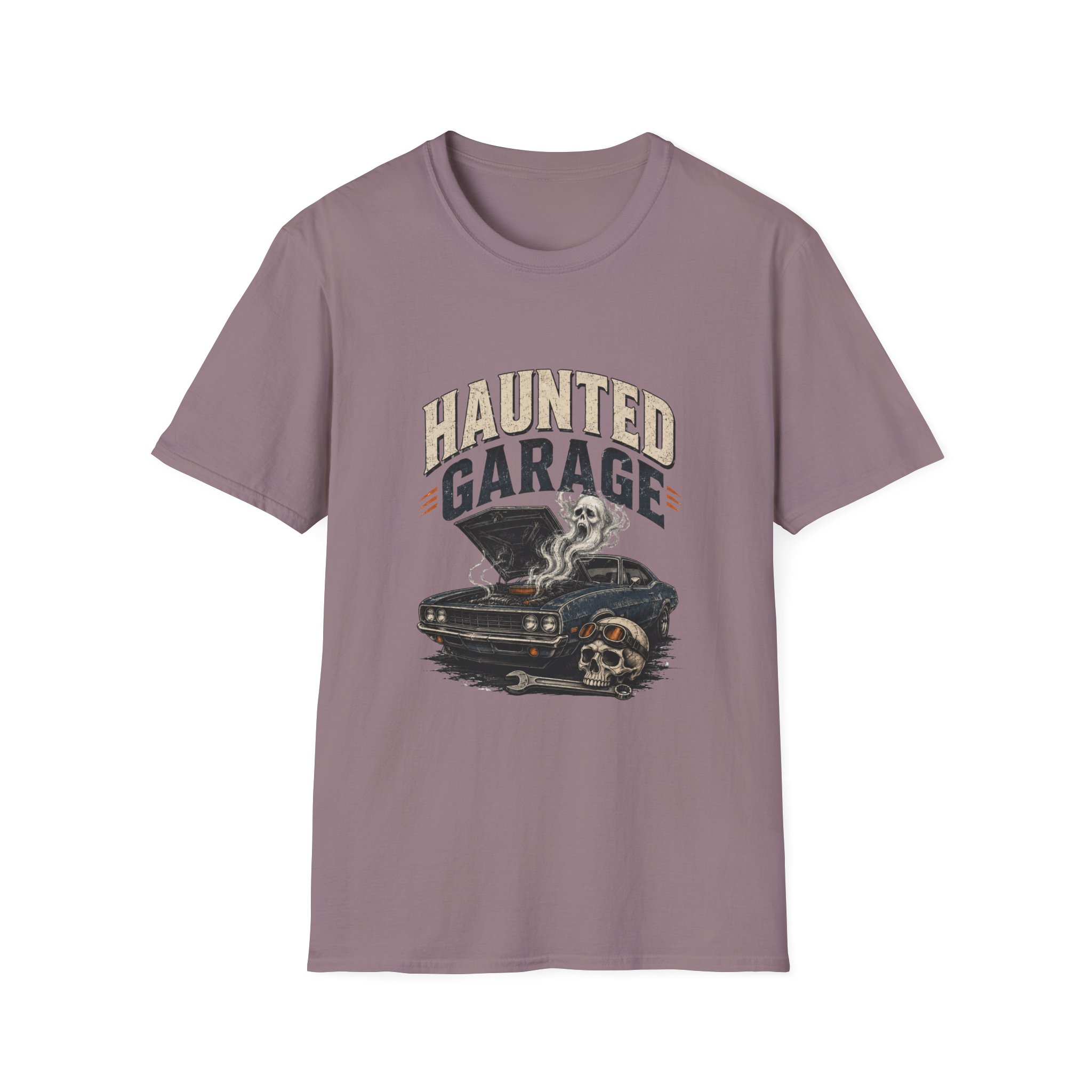 Vintage Skull & Classic Car Haunted Garage T‑Shirt