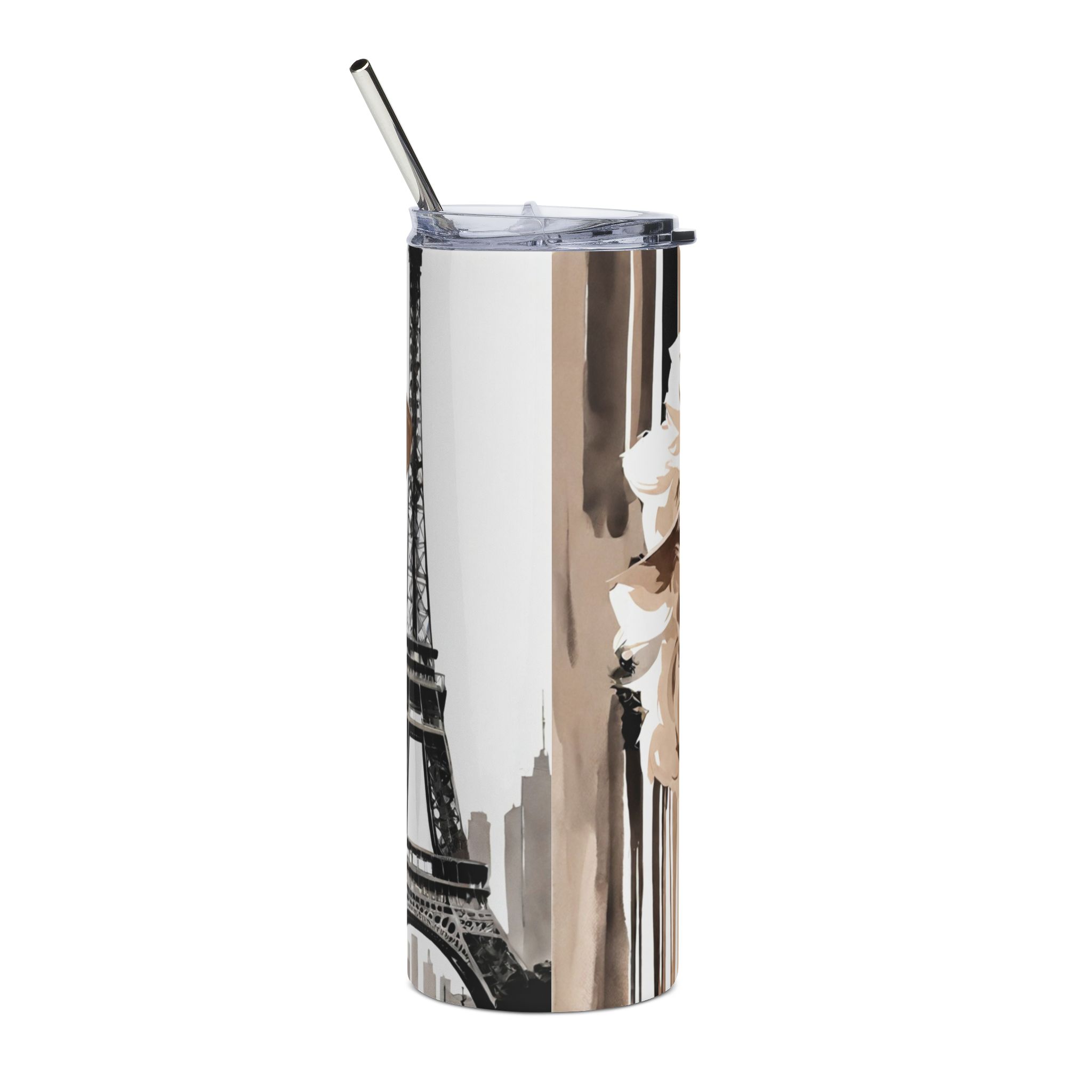 Elegant Parisian Woman Portrait Stainless Steel Tumbler 20oz