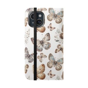 Butterfly Watercolor Flip Phone Case with Card Slots