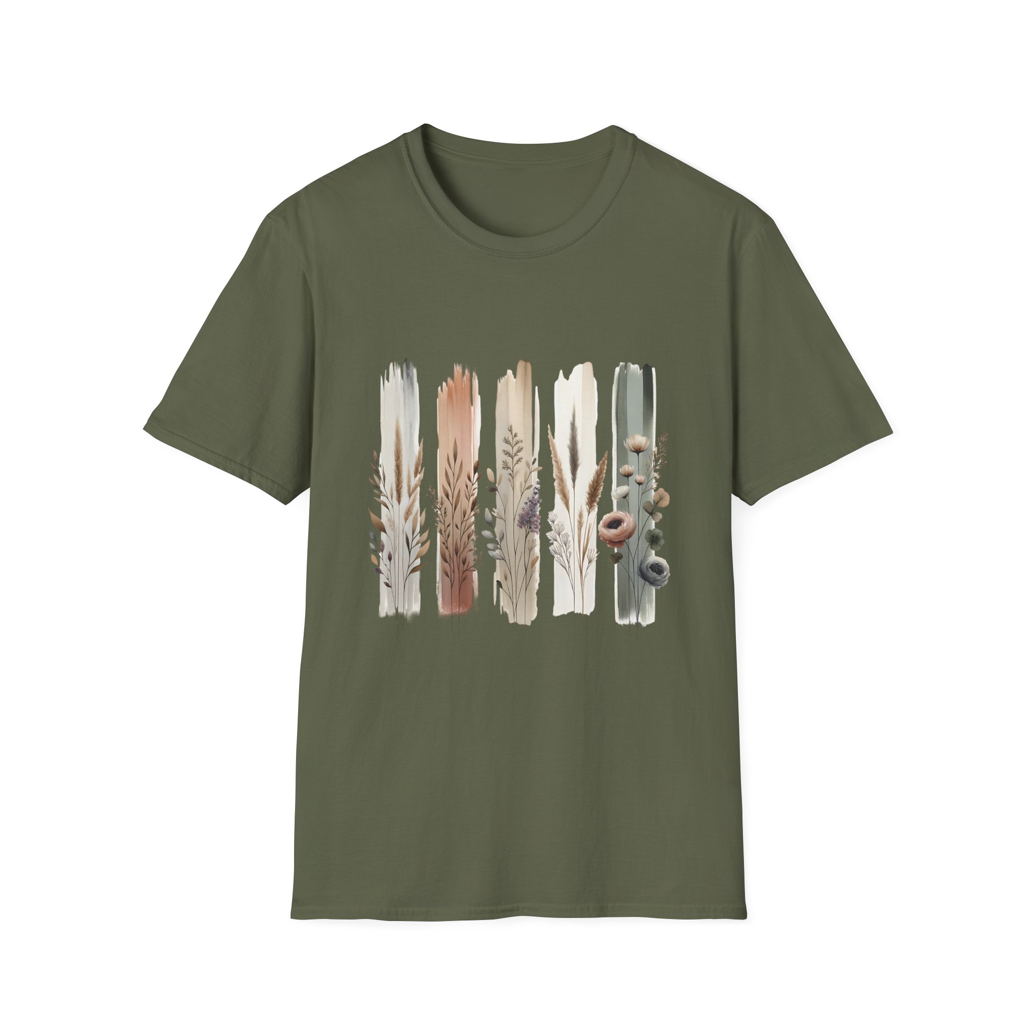 Botanical Brushstroke Neutral Floral Stems T-Shirt