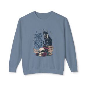 “Proud Member of the Anti-Social Book Club” Cat & Skull Crewneck Sweatshirt