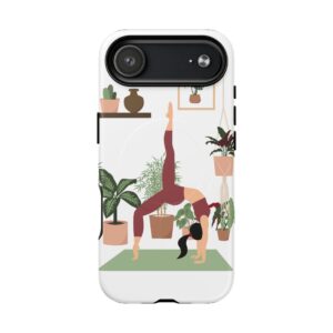 Yoga Woman Doing Wheel Pose with Indoor Plants Tough Magnetic Phone Case