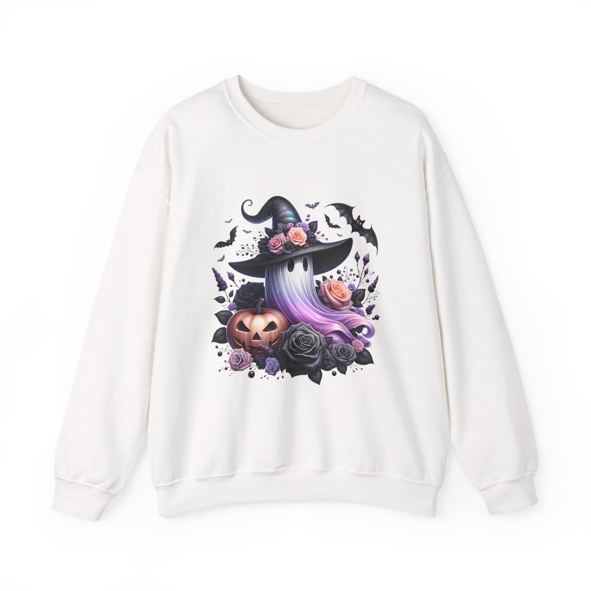 Cute Witch Hat, Pumpkin & Bats Sweatshirt