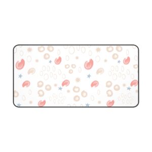 Coral & Blue Doodle Desk Mat