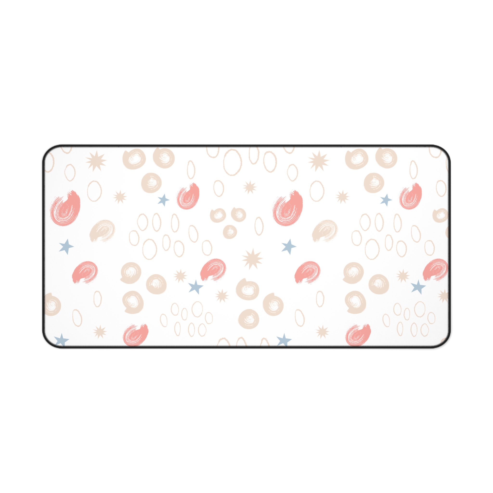 Coral & Blue Doodle Desk Mat