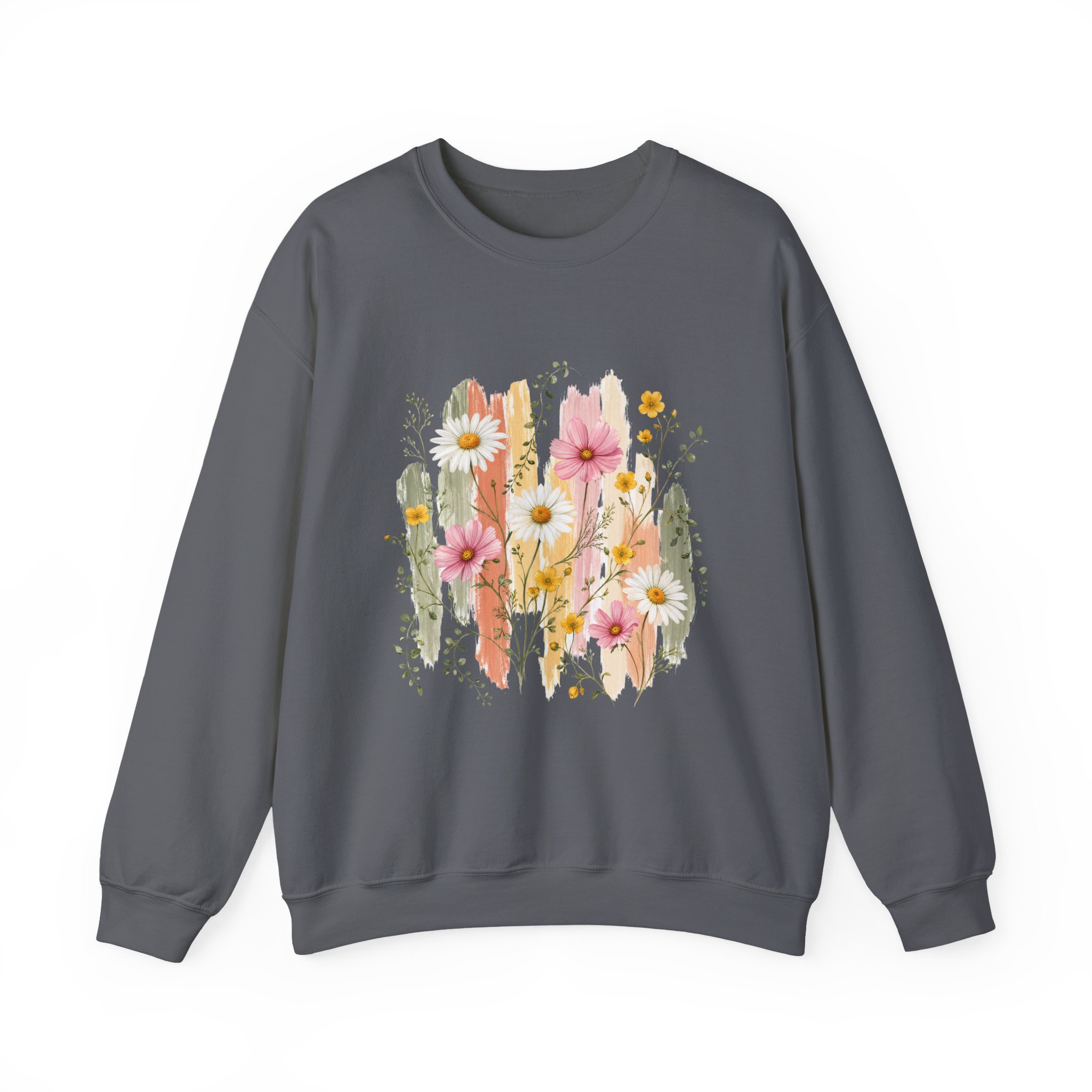 Pastel Wildflower Bouquet Watercolor Crewneck Sweatshirt