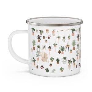 Indoor Plant Botanical Enamel Camping Mug