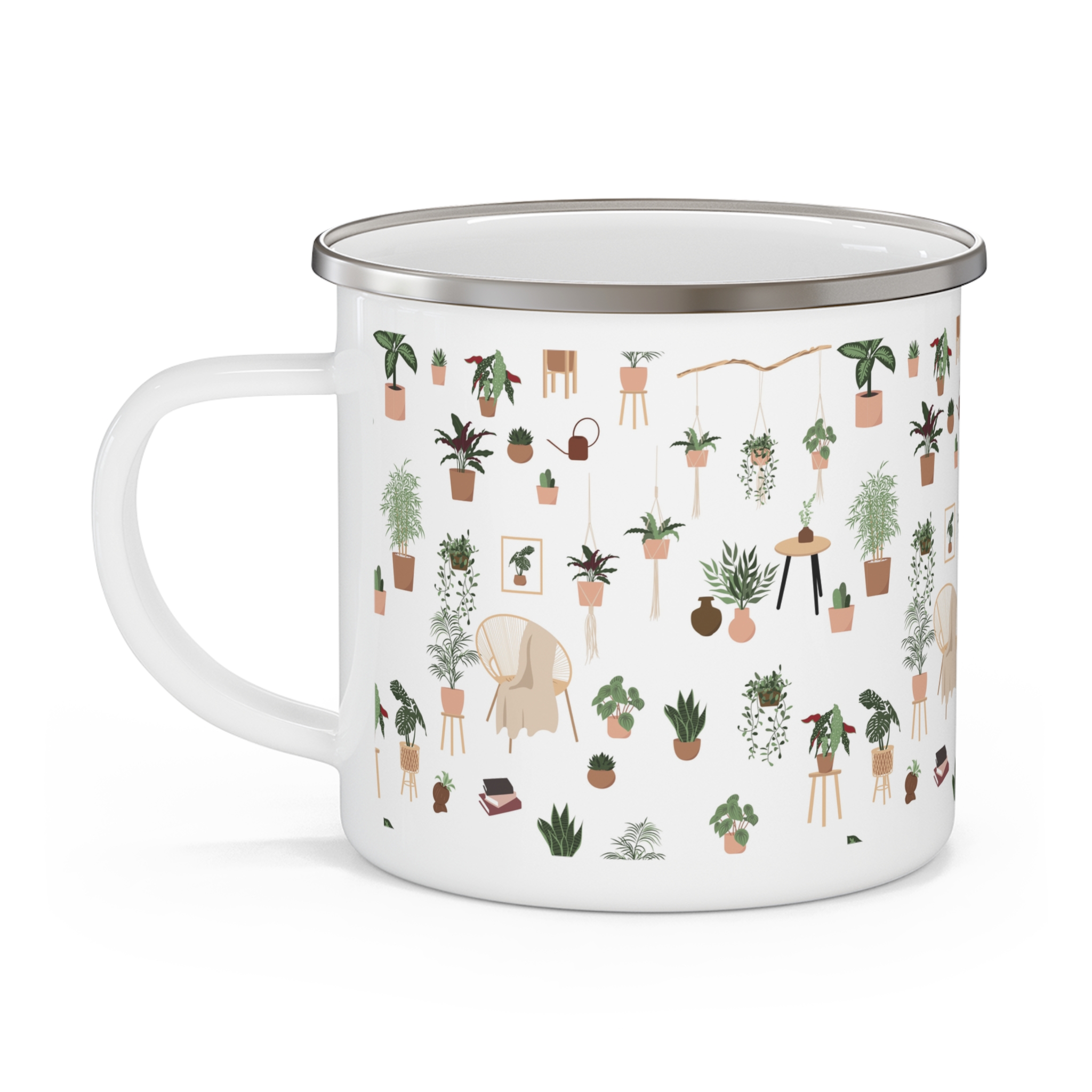 Indoor Plant Botanical Enamel Camping Mug