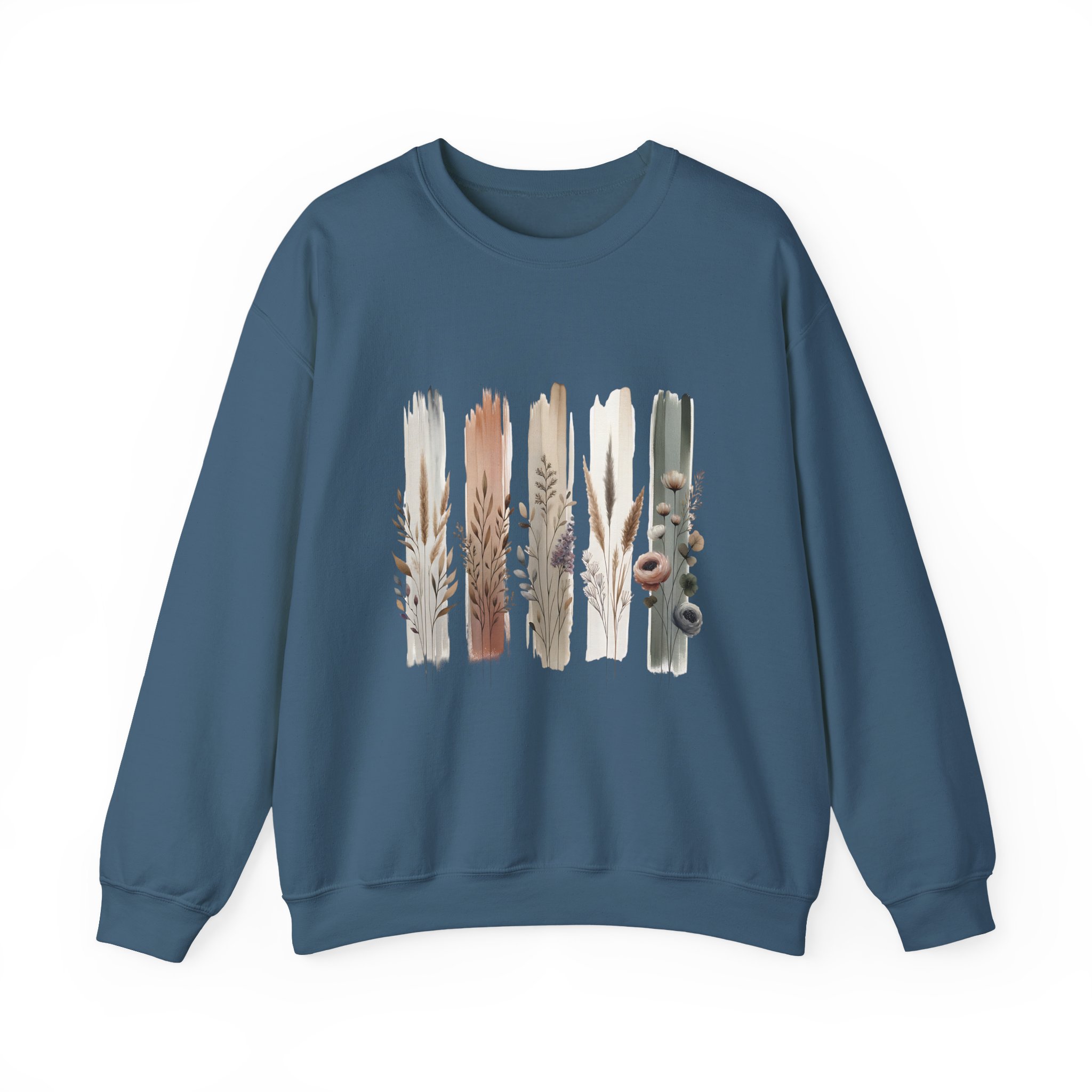 Boho Neutral Brushstroke Floral Crewneck Sweatshirt