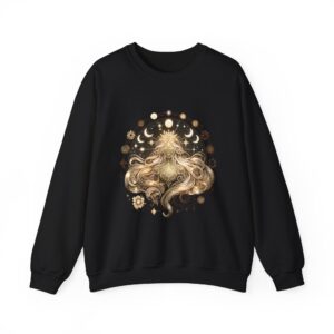 Golden Moon Phases Astrology Celestial Lioness Crewneck Sweatshirt