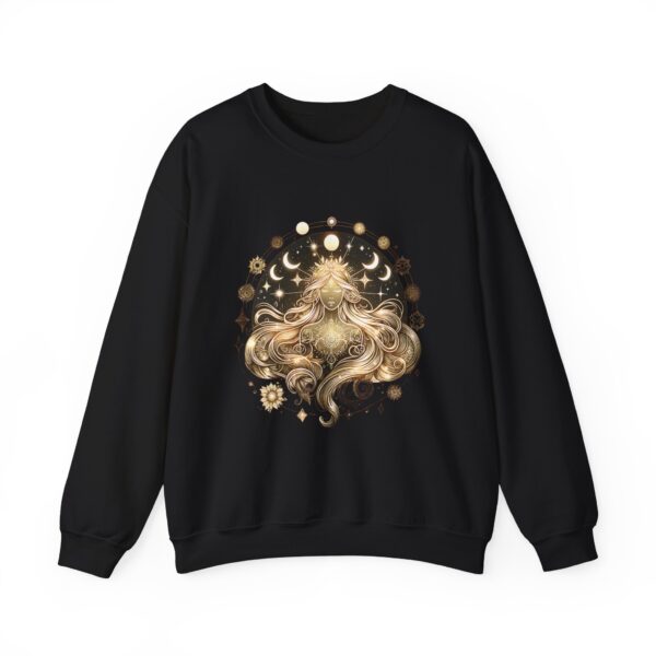 Golden Moon Phases Astrology Celestial Lioness Crewneck Sweatshirt