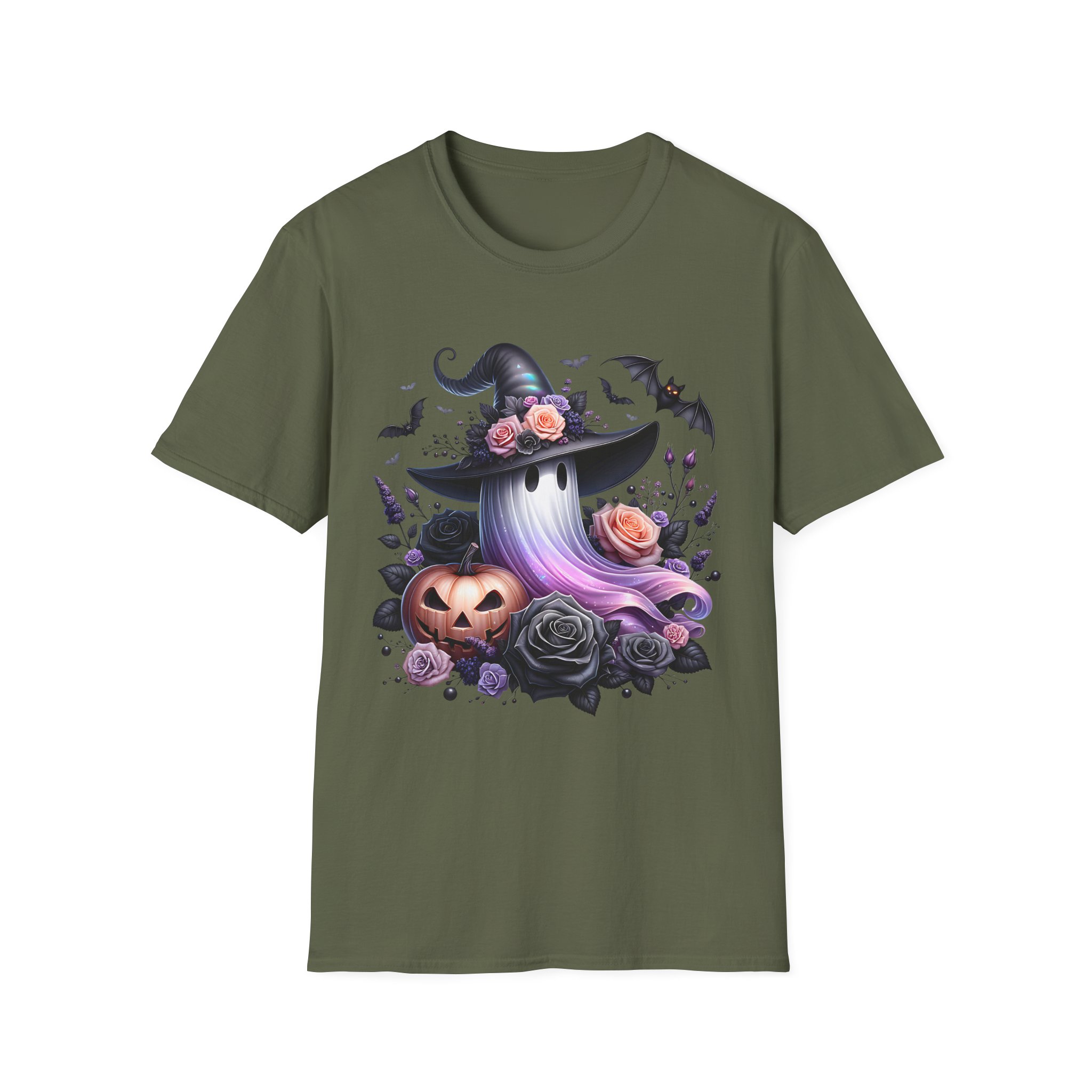 Cute Floral Witchy Ghost Hat T-Shirt