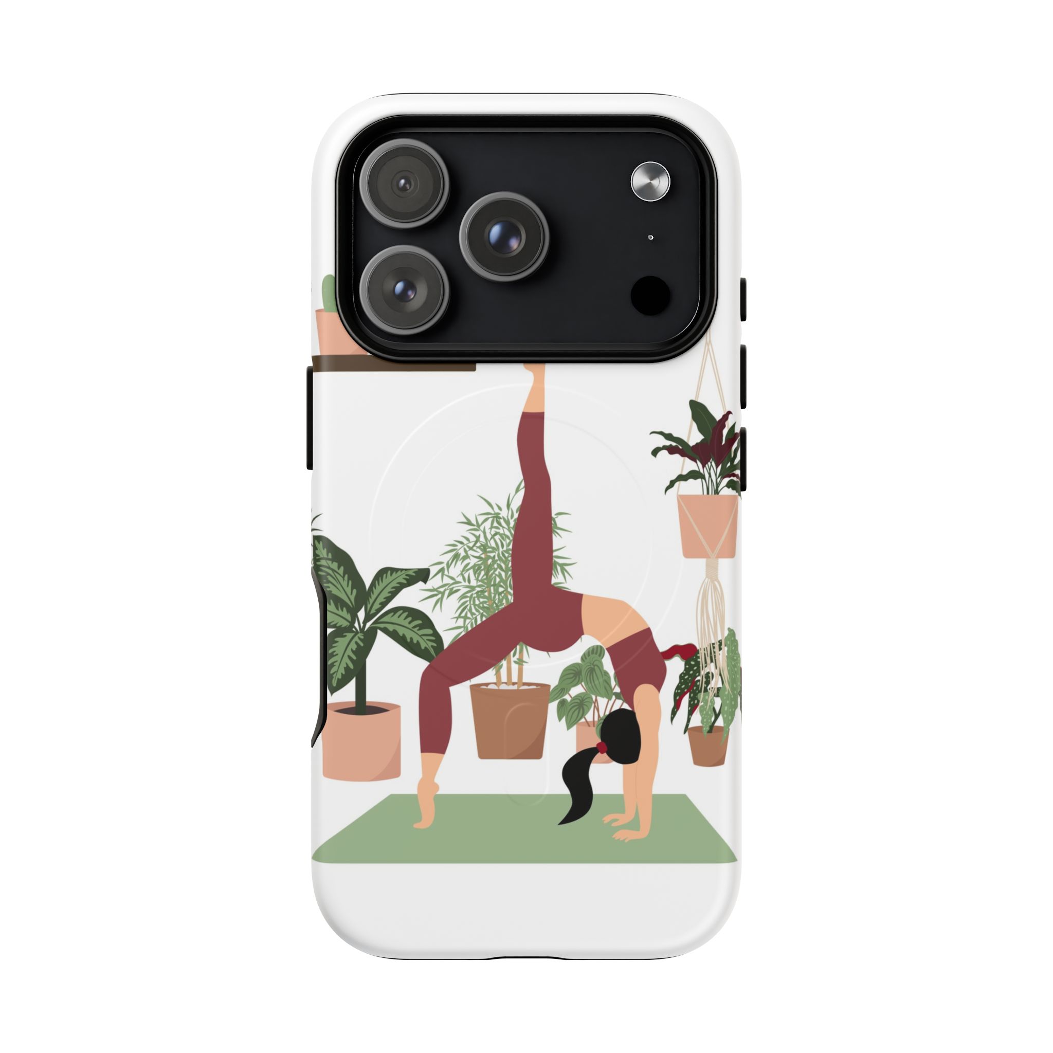 Yoga Woman Doing Wheel Pose with Indoor Plants Tough Magnetic Phone Case