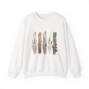 Boho Neutral Brushstroke Floral Crewneck Sweatshirt