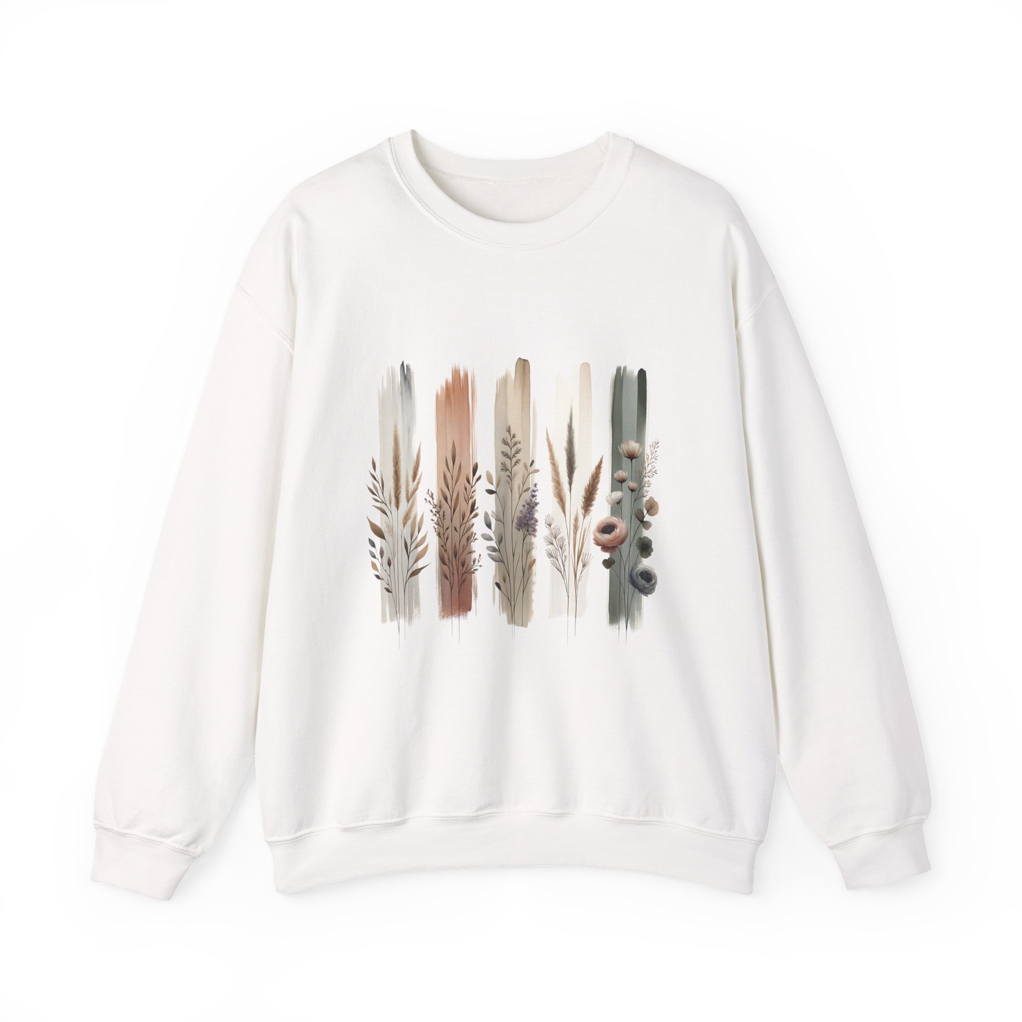 Boho Neutral Brushstroke Floral Crewneck Sweatshirt