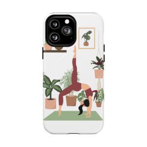 Yoga Woman Doing Wheel Pose with Indoor Plants Tough Magnetic Phone Case
