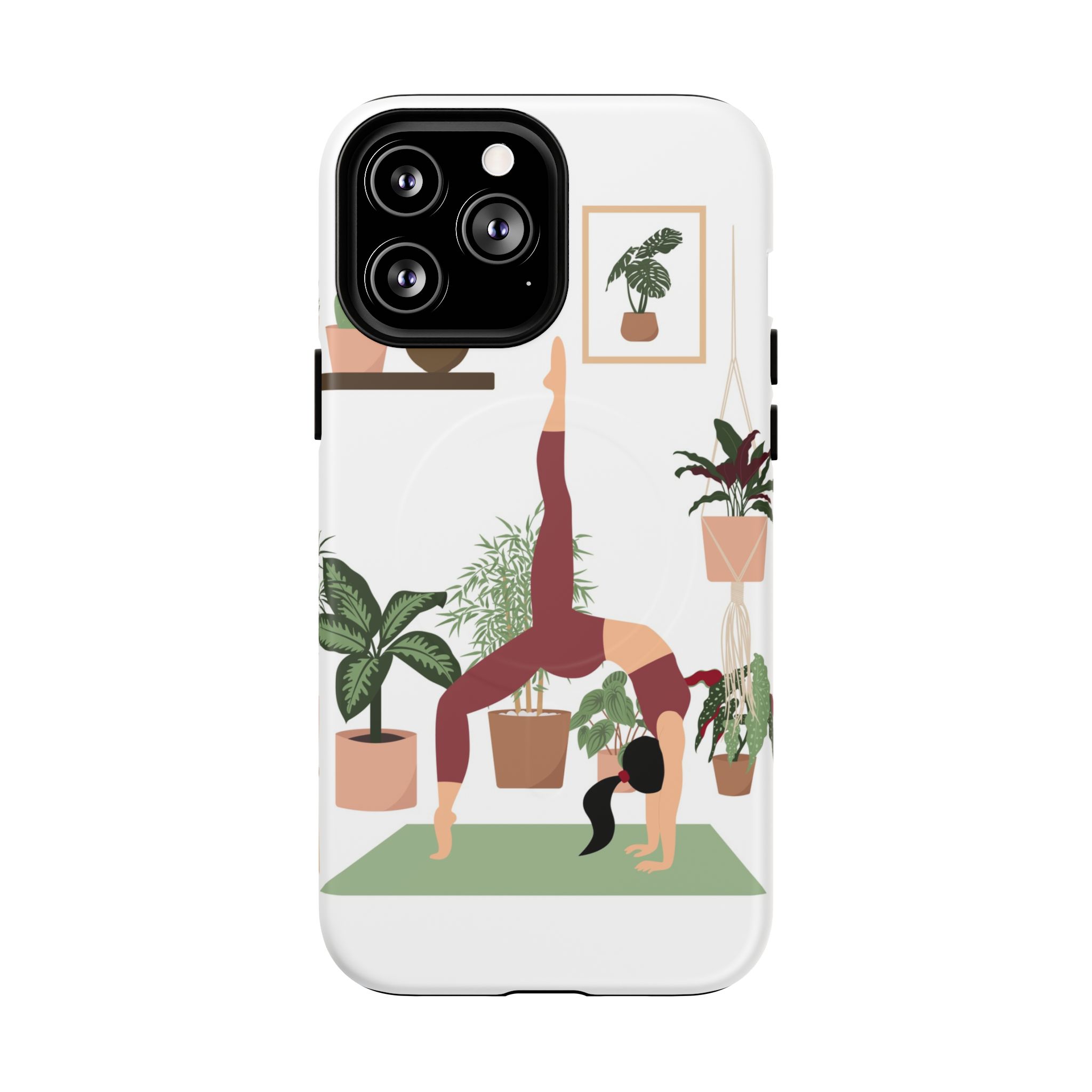 Yoga Woman Doing Wheel Pose with Indoor Plants Tough Magnetic Phone Case Yoga Woman Doing Wheel Pose with Indoor Plants Tough Magnetic Phone Case