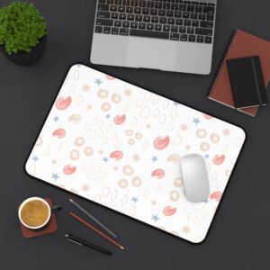 Coral & Blue Doodle Desk Mat