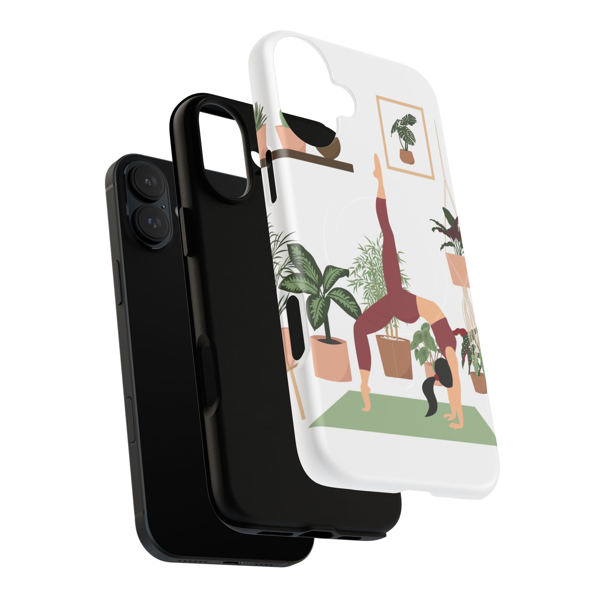 Yoga Woman Doing Wheel Pose with Indoor Plants Tough Magnetic Phone Case