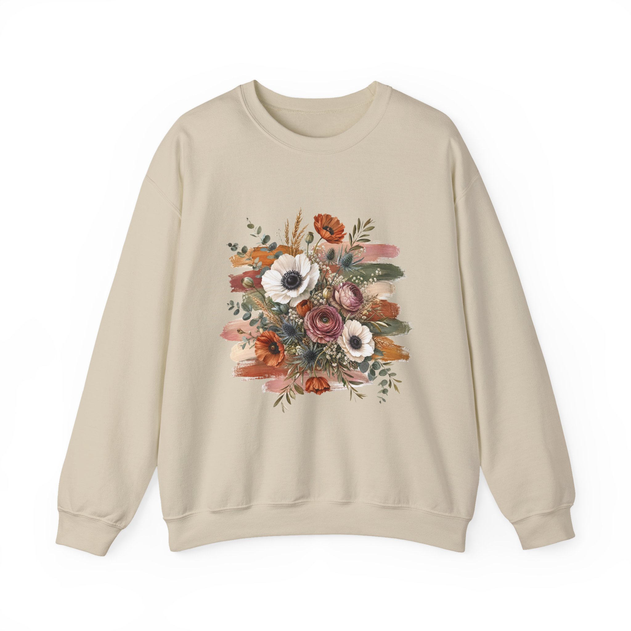 Vintage Floral Rustic Anemone & Poppy Bouquet Sweatshirt