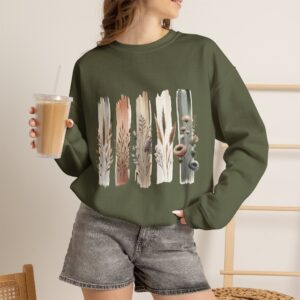 Boho Neutral Brushstroke Floral Crewneck Sweatshirt