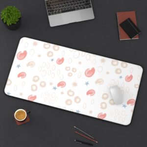 Coral & Blue Doodle Desk Mat