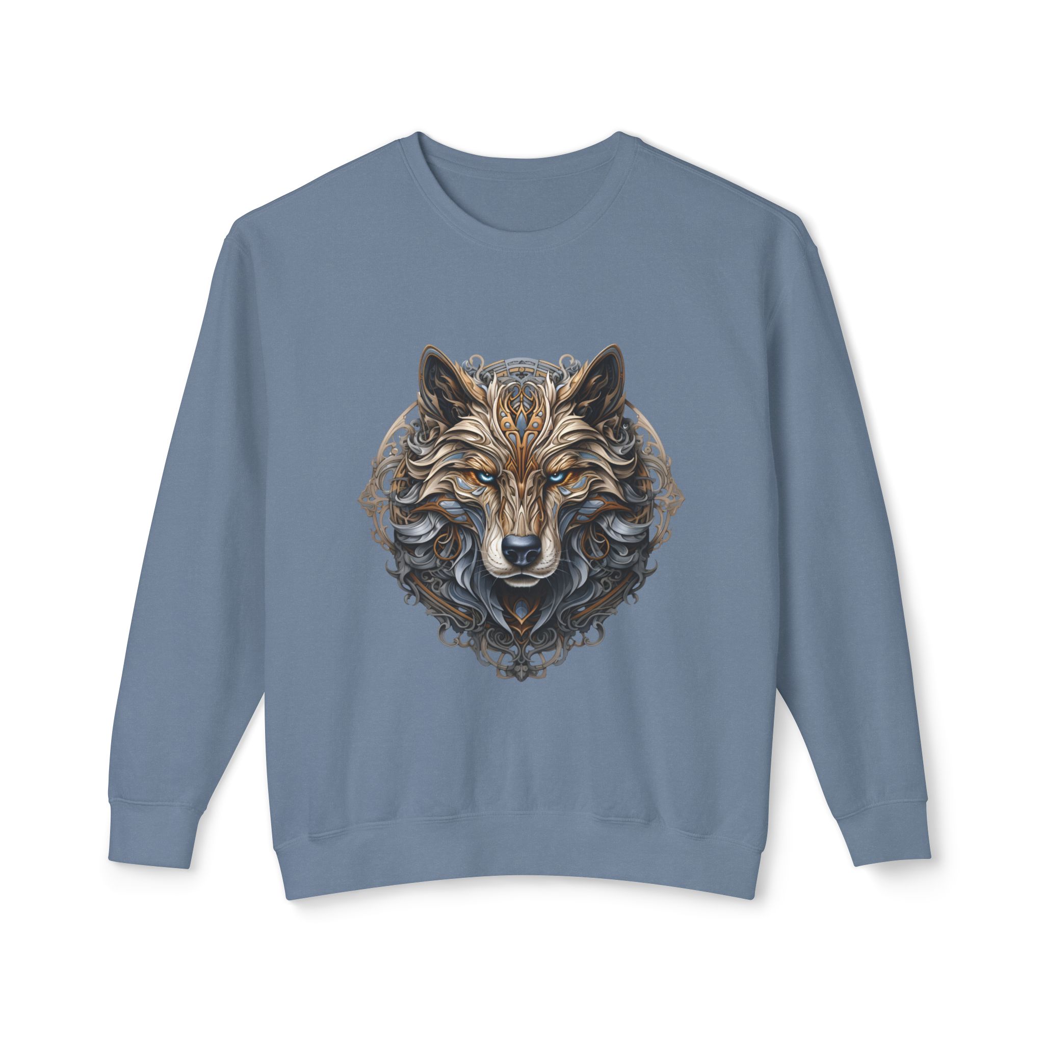 Tribal Wolf Head Crewneck Sweatshirt
