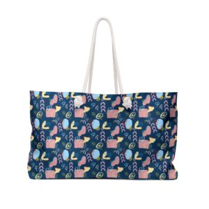 Navy Abstract Floral Weekender Travel Bag