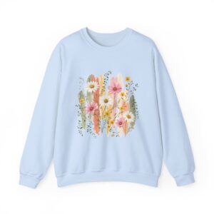 Pastel Wildflower Bouquet Watercolor Crewneck Sweatshirt