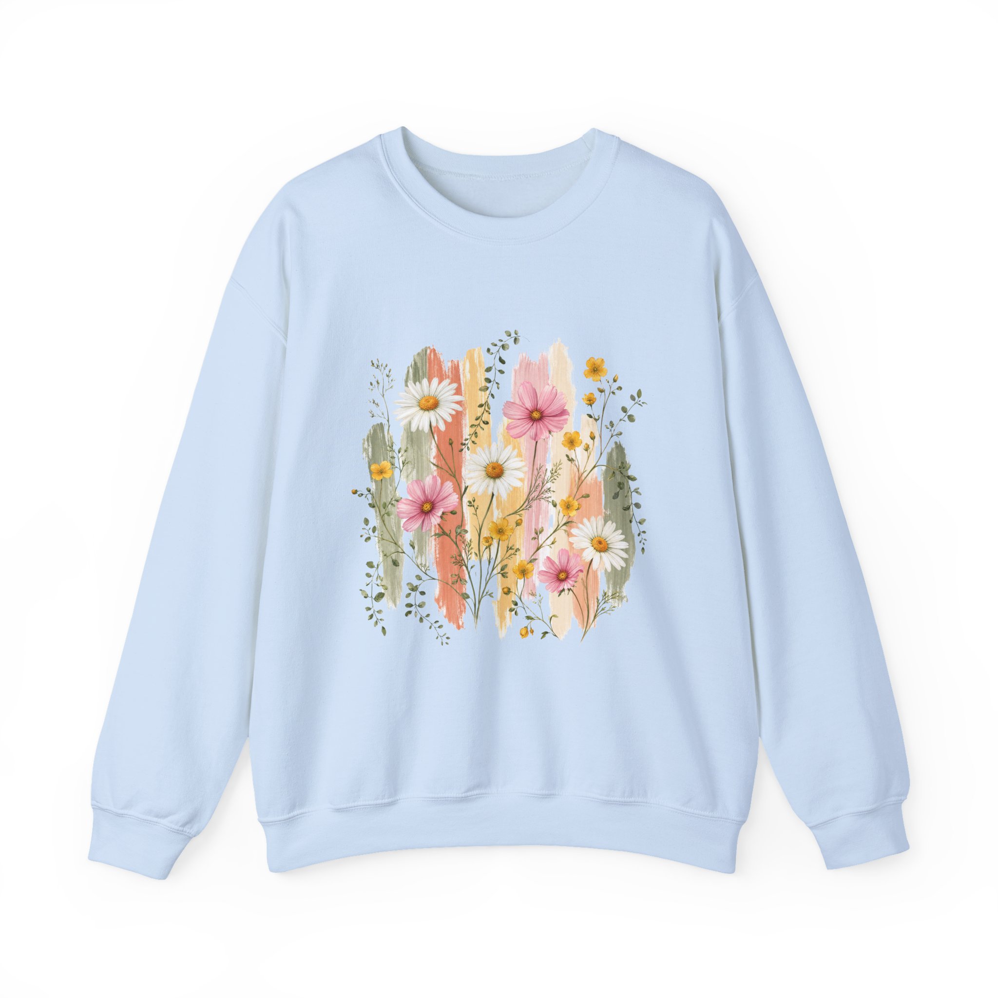 Pastel Wildflower Bouquet Watercolor Crewneck Sweatshirt