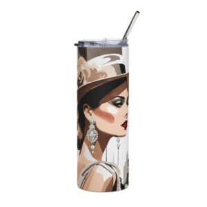 Elegant Parisian Woman Portrait Stainless Steel Tumbler 20oz