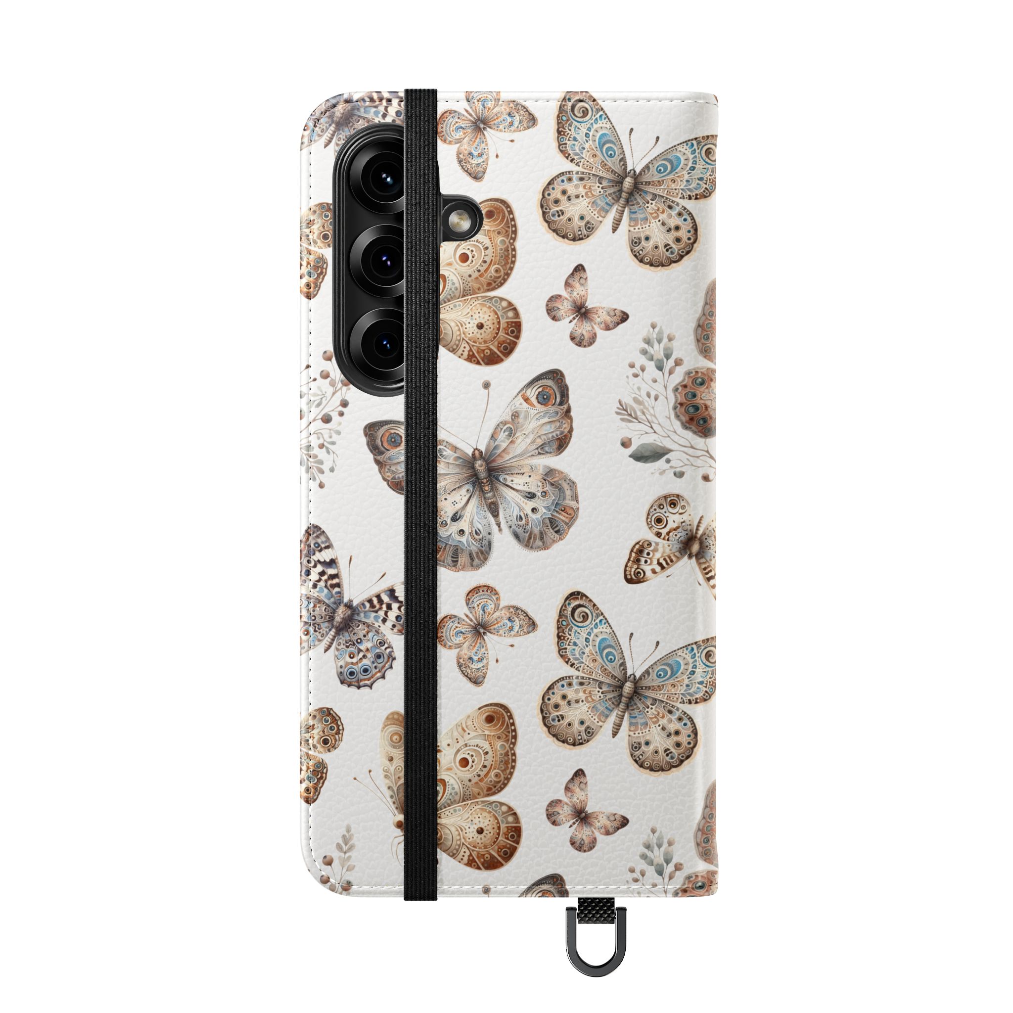 Butterfly Watercolor Flip Phone Case with Card Slots