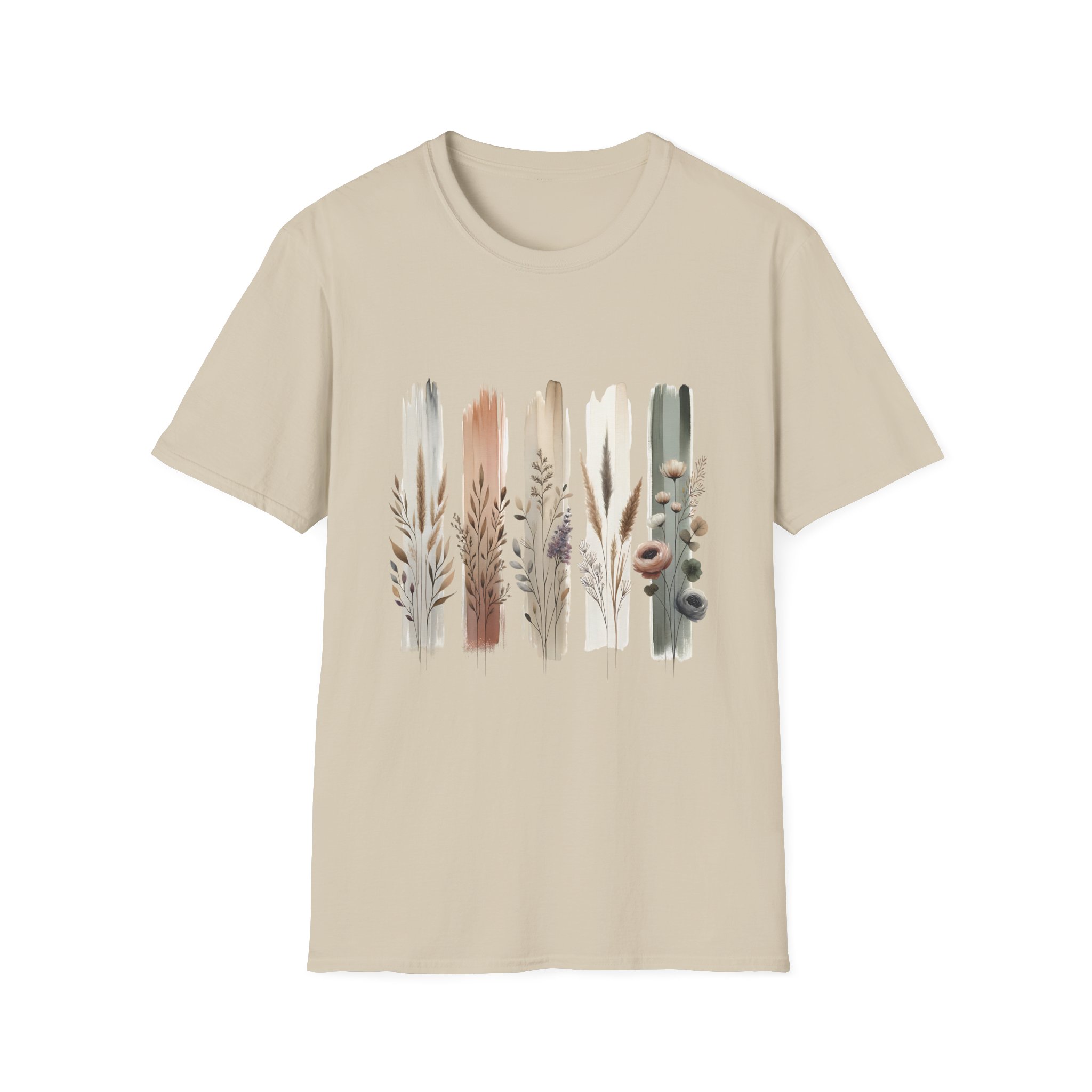 Botanical Brushstroke Neutral Floral Stems T-Shirt