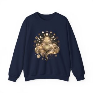 Golden Moon Phases Astrology Celestial Lioness Crewneck Sweatshirt