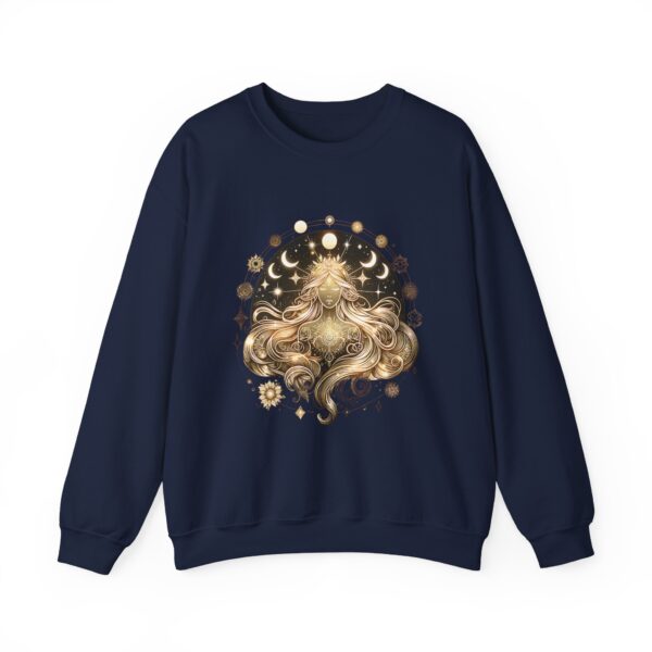 Golden Moon Phases Astrology Celestial Lioness Crewneck Sweatshirt