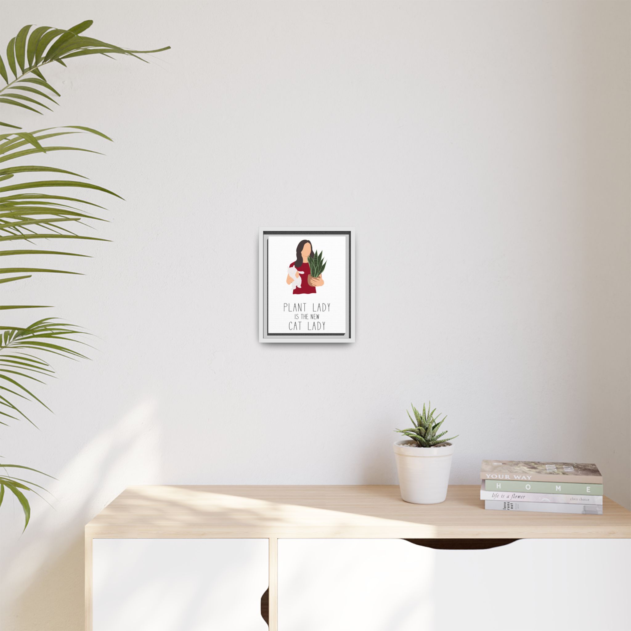 Plant Lady Is the New Cat Lady Framed Canvas Wall Art