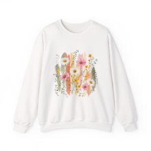 Pastel Wildflower Bouquet Watercolor Crewneck Sweatshirt