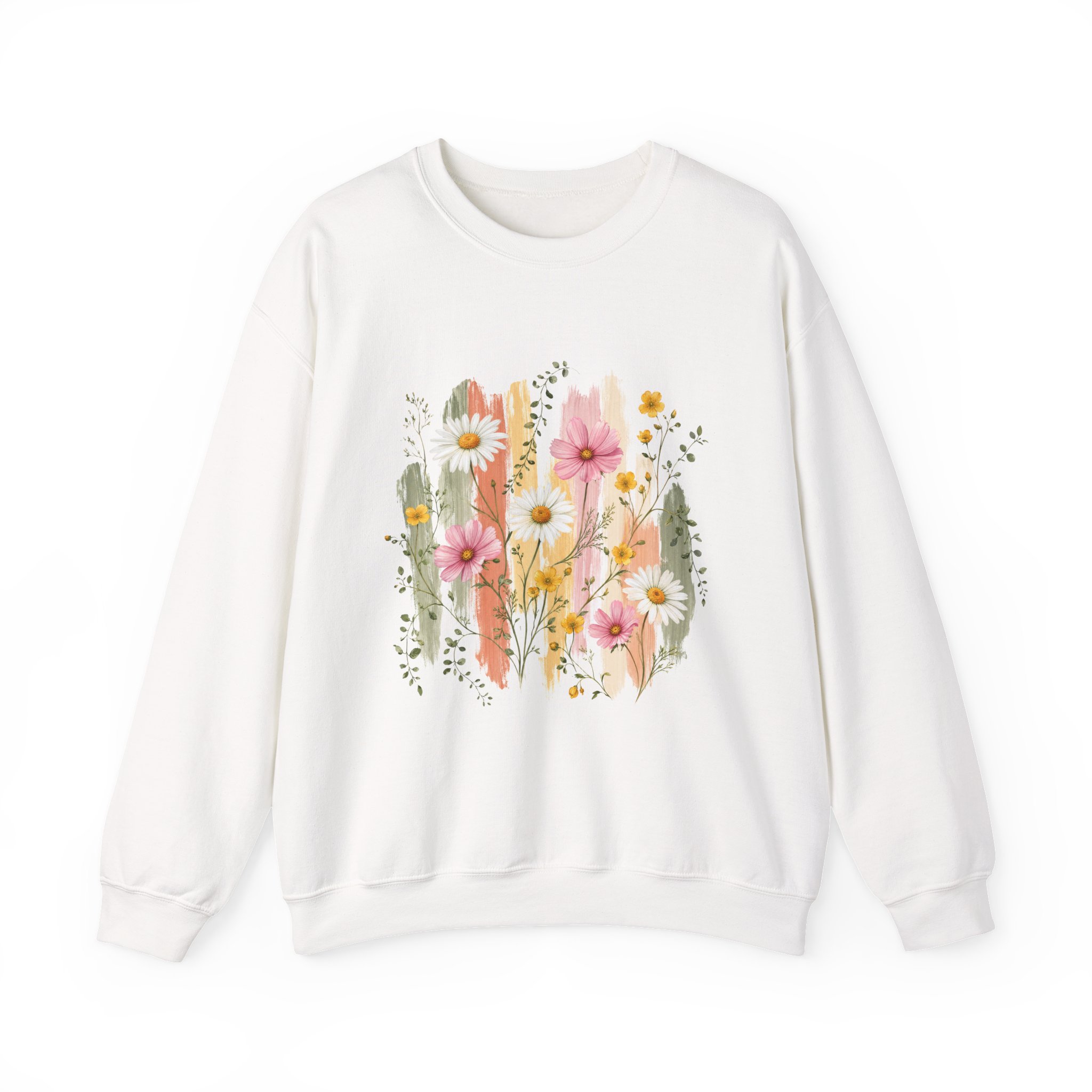 Pastel Wildflower Bouquet Watercolor Crewneck Sweatshirt