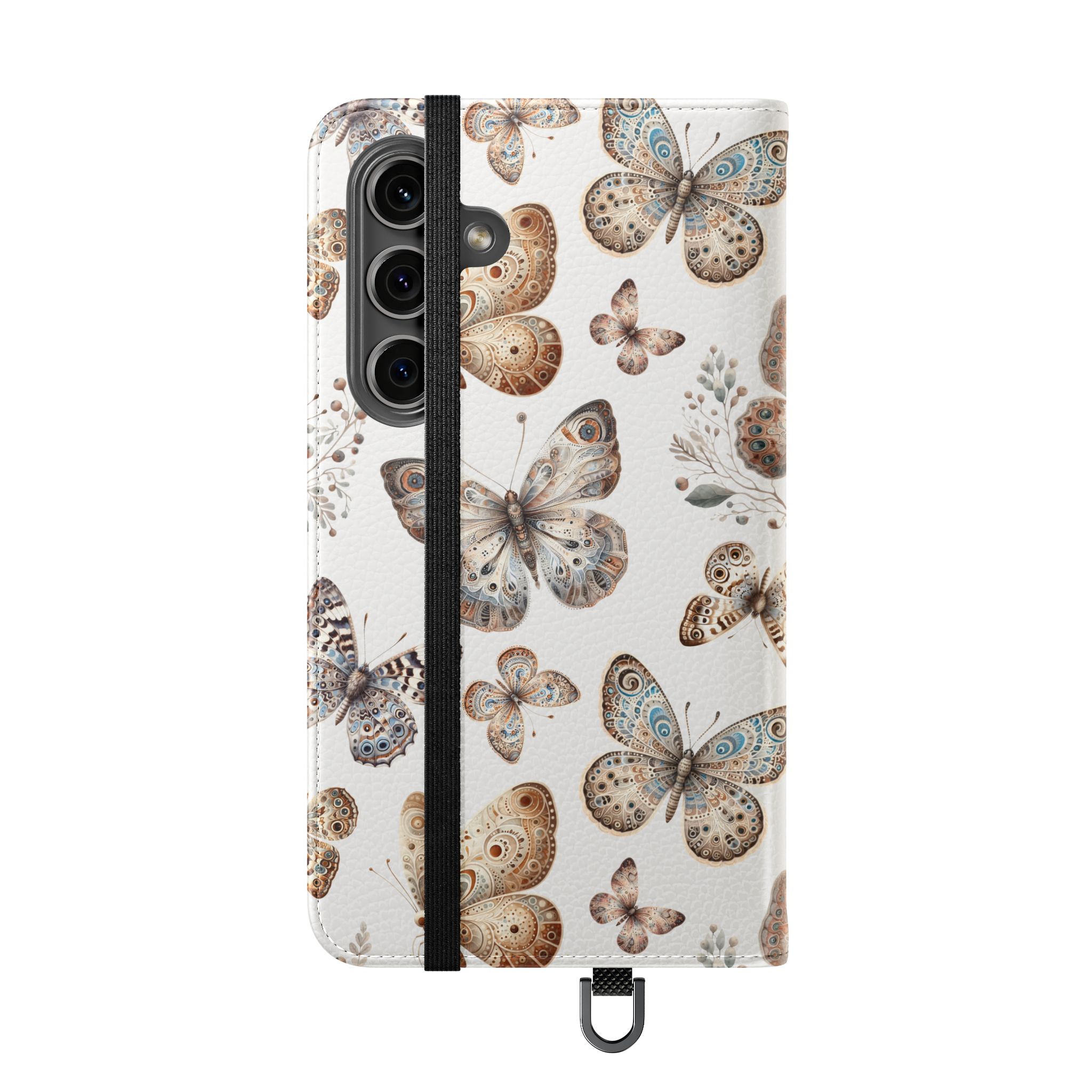 Butterfly Watercolor Flip Phone Case with Card Slots