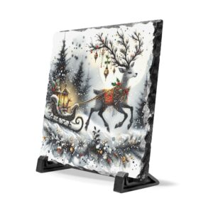 Christmas Reindeer Sleigh Winter Wonderland Slate Desk Plaque - Image 2